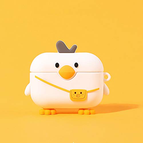 Compatible for Airpods 3 Generation Case White Bag Duck, Silicone Protective Cute Kawaii Funny Boys Girls Kids Teens Women Cartoon 3D Cover for Airpods 3rd Case with Carabiner 2021 (Cute Duck)