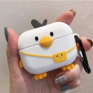 Compatible for Airpods 3 Generation Case White Bag Duck, Silicone Protective Cute Kawaii Funny Boys Girls Kids Teens Women Cartoon 3D Cover for Airpods 3rd Case with Carabiner 2021 (Cute Duck)