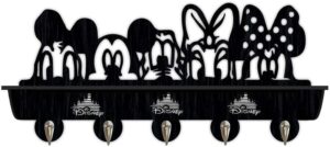 deksu disney cartoon characters animals art wall mounted decorative coat hooks (mickey mouse 5 hooks black) , farmhouse mounted coat rac