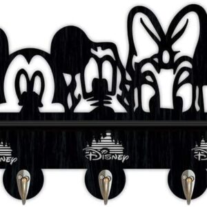 deksu Disney Cartoon Characters Animals Art Wall Mounted Decorative Coat Hooks (Mickey Mouse 5 Hooks Black) , Farmhouse Mounted Coat Rac