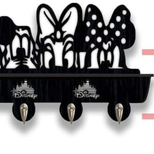 deksu Disney Cartoon Characters Animals Art Wall Mounted Decorative Coat Hooks (Mickey Mouse 5 Hooks Black) , Farmhouse Mounted Coat Rac