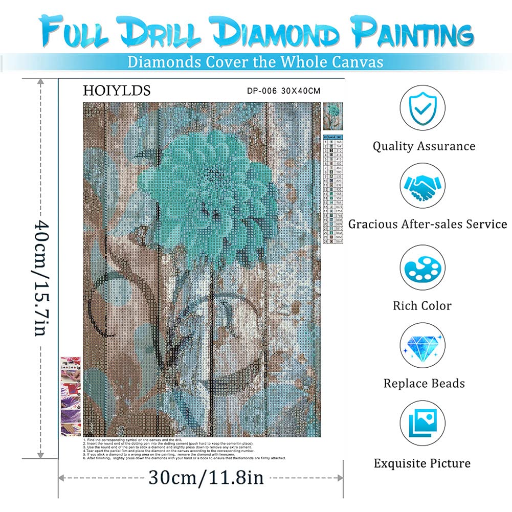 Rustic Flower Diamond Painting Kits for Adults - Farmhouse 5D Diamond Art Kits for Adults Beginner, DIY Full Drill Diamond Dots Paintings with Diamonds Gem Art and Crafts for Adults Home Wall Decor