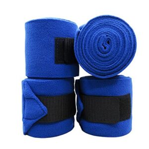 wandrola polo leg wraps soft fleece horse bandages set of 4, blue