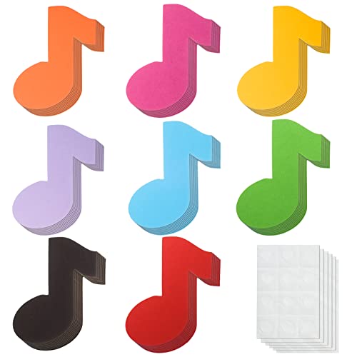 72 Pcs Music Note Cutouts Paper Assorted Color Music Notes with Glue Point Musical Notes Shape Cut Out for Music Concert Theme Party Birthday Baby Shower School Bulletin Board Craft Home Wall Decor