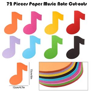 72 Pcs Music Note Cutouts Paper Assorted Color Music Notes with Glue Point Musical Notes Shape Cut Out for Music Concert Theme Party Birthday Baby Shower School Bulletin Board Craft Home Wall Decor