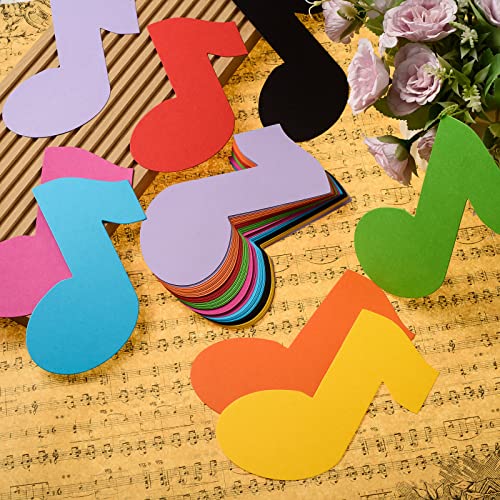 72 Pcs Music Note Cutouts Paper Assorted Color Music Notes with Glue Point Musical Notes Shape Cut Out for Music Concert Theme Party Birthday Baby Shower School Bulletin Board Craft Home Wall Decor