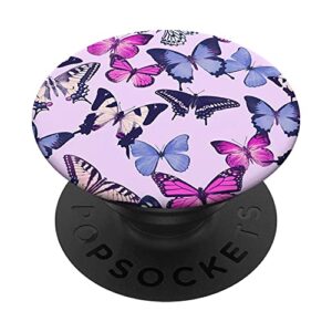 cute colorful butterfly design pattern on pink popsockets swappable popgrip