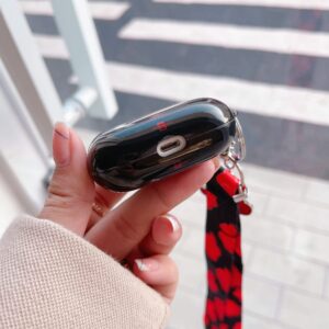 with Red Cloud Lanyard Keychain AirPods Pro Case， Personalised Anime and Unique IMD Process TPU Soft AirPods Pro Case, Black
