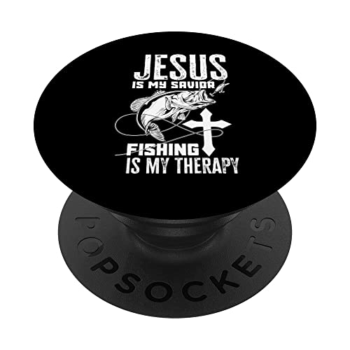 Jesus Fishing Therapy Christian Fisher Fishman Fishing PopSockets Swappable PopGrip