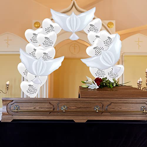 50 PCS White Memorial Balloons Set 40 PCS Memorial Balloons 8 PCS Peace Dove Balloons Funeral Remembrance Balloons 2 Rolls of Ribbons for Condolence Funeral Anniversary Memorial Services