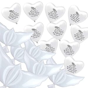 50 PCS White Memorial Balloons Set 40 PCS Memorial Balloons 8 PCS Peace Dove Balloons Funeral Remembrance Balloons 2 Rolls of Ribbons for Condolence Funeral Anniversary Memorial Services