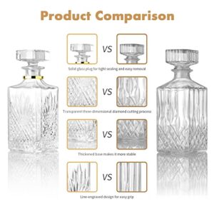 Decanter Set with Glasses,Crystal Whiskey Decanter Sets with Liquor Glasses and Whiskey Stones for Alcohol Hennessy Scotch Bourbon Gifts for Men,9 Pcs