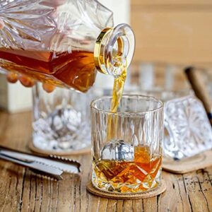 Decanter Set with Glasses,Crystal Whiskey Decanter Sets with Liquor Glasses and Whiskey Stones for Alcohol Hennessy Scotch Bourbon Gifts for Men,9 Pcs