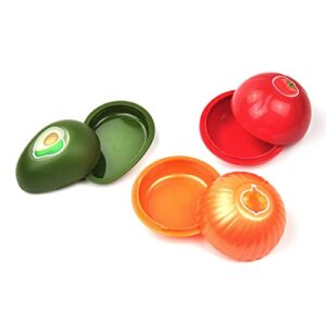 Tiydiygo 6PCS Fresh Food Savers Avocado Lemon Tomatoes Pepper Onion Garlic Shape Crisper Containers,Reuseable Vegetable Fruits Storage Keeper Sealing Box Fresh Bowls for Refrigerators