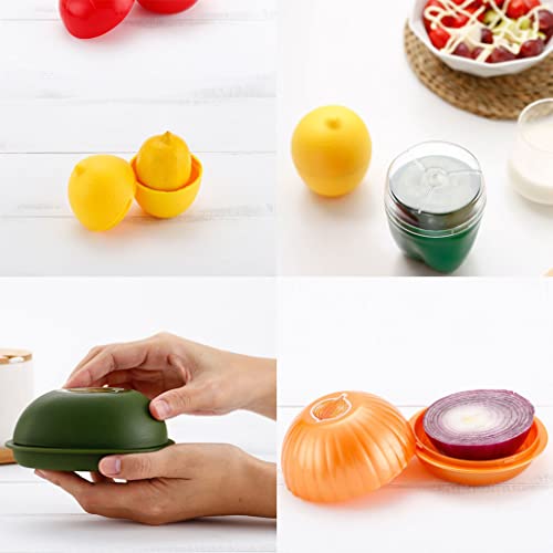 Tiydiygo 6PCS Fresh Food Savers Avocado Lemon Tomatoes Pepper Onion Garlic Shape Crisper Containers,Reuseable Vegetable Fruits Storage Keeper Sealing Box Fresh Bowls for Refrigerators