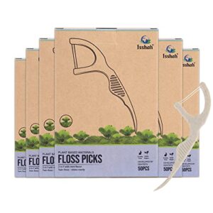 natural dental floss picks (300 count) - plant based, vegan, eco friendly, sustainable dental flossers - twin floss (mint)