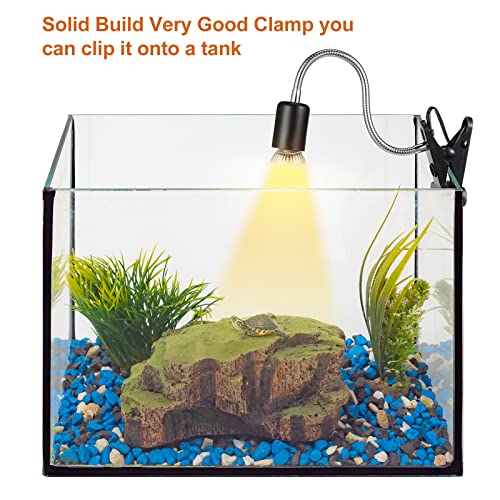 3 Set Reptile Heat Lamp Turtle Lamp Holder Fixture Clamp Basking Spot Lamp Adjustable 50W UVA UVB Full Spectrum Sun Lamp Sunbathe Heat Bulb for Turtle Snake Aquarium Chameleon Amphibian, Black