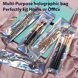 50 Pcs Holographic Bags，2.4x9 inch Pen Bags for Packaging for Small Business Lip Gloss Ziplock Bag for Packaging Gifts