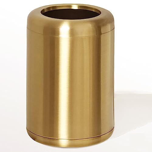 LEASYLIFE 10 L/2.6Gallon,Brass Stainless Steel Trash can,Open Top Wastebasket Bin, Brass Garbage Can for Bathroom,Living Room,Office,Kitchen,Bedroom,Hotel (Gold)