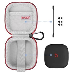 BOVKE Carrying Case for Beats Fit Pro – True Wireless Noise Cancelling Earbuds, Extra Mesh Pocket for Cables and Eartips, Black