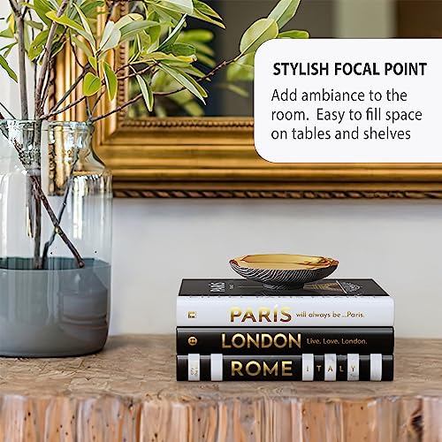 Decorative Books for Home Decor — Hardcover Faux Book Decor, Gold Foil Stamping Titles, Set of 3 — as Coffee Table/Entryway Table/Book Shelf Decor