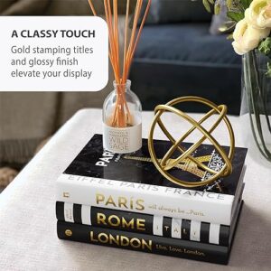 Decorative Books for Home Decor — Hardcover Faux Book Decor, Gold Foil Stamping Titles, Set of 3 — as Coffee Table/Entryway Table/Book Shelf Decor