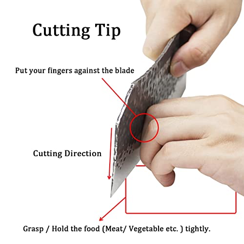 Kitory Forged Vegetable Cleaver Effort Saving Kitchen Hybrid Knife + Black Knife Block Knife Storage for Protecting Knife Blade