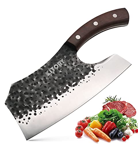 Kitory Forged Vegetable Cleaver Effort Saving Kitchen Hybrid Knife + Black Knife Block Knife Storage for Protecting Knife Blade