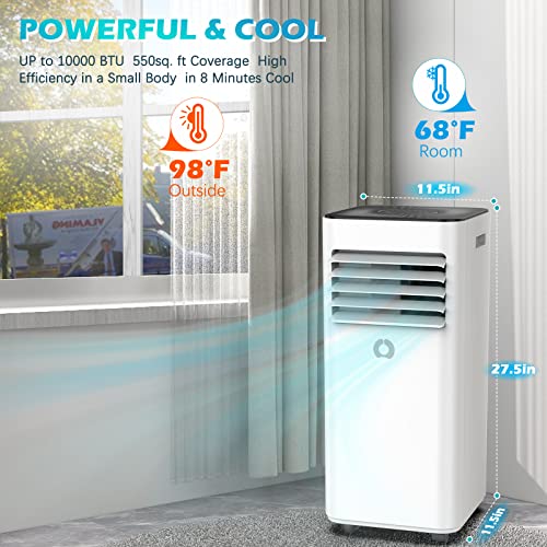 AirOrig Air Conditioner, 8000 BTU Portable Air Conditioner, 3-in-1 AC Unit with Fan & Dehumidifier Cools up to 300 sq. ft, portable ac unit with Remote Control, floor air conditioner with Window Installation Kit For Room, Office, Dorm, Bedroom, White