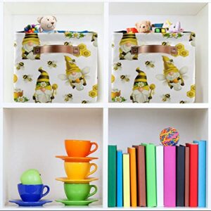 Wusikd Dwarf Bee Storage Basket Set of 1 Large Fabric Storage Basket Bins Box Cube with Handles Collapsible Closet Shelf Clothes Organizer Basket for Nursery Bedroom