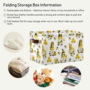 Wusikd Dwarf Bee Storage Basket Set of 1 Large Fabric Storage Basket Bins Box Cube with Handles Collapsible Closet Shelf Clothes Organizer Basket for Nursery Bedroom