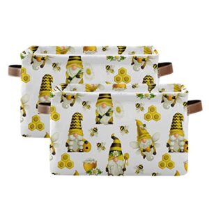 Wusikd Dwarf Bee Storage Basket Set of 1 Large Fabric Storage Basket Bins Box Cube with Handles Collapsible Closet Shelf Clothes Organizer Basket for Nursery Bedroom