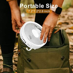 Tremdwoto Portable Camping Fan with Rechargeable 4000mAh Battery Operated, 180°Rotation, LED Light and Hook for Outdoor Tent Picnic Barbecue Fishing Travel - Perfect for Your Next Adventure!