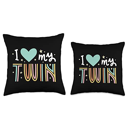 Twin birthday gift idea Sayings I Love Sister Brother Birth Sayings Twins Birthday Throw Pillow, 16x16, Multicolor