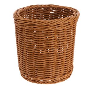 zerodeko round rattan waste basket woven trash can paper waste basket straw wicker sundries storage basket garbage container bin for bathrooms kitchen 7.48 in tall coffee