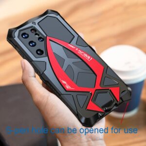 Lunivop for Samsung Galaxy s22 Ultra case (5G 6.8 inch 2022) Metal Rugged Heavy Duty The Inner Silicone Armor Cover with Camera Protection Shockproof Phone Case Funda Military Grade (Black red)