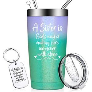 doearte sister gifts from sisters - sister birthday gift ideas - christmas, mothers day gifts for sister, big sister, little sister - 20oz sister tumbler