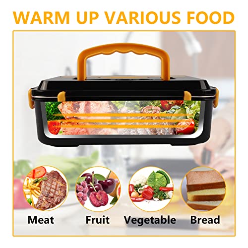 Electric lunch box food heater, 2in1 Heated Lunch Boxes for Adults with Dual Power Supply 12V 24V 110V Food Warmer, Luncheaze Food Warmer for Car and Truck Driver (Black 2in1)