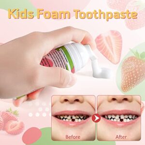 Foam Toothpaste Kids, Toddler Toothpaste with Low Fluoride, Foaming Toothpaste and Mouthwash for Dental Care, Kids Foam Toothpaste for U-Shape Electric Toothbrush for Children 3 up