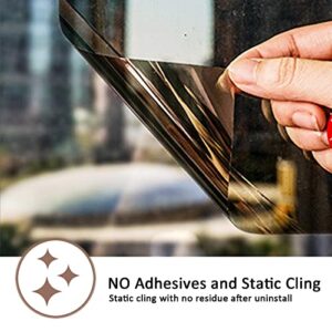 Instruban Window Film One Way Window Privacy Film Static Cling Sun Blocking Anti UV Reflective Window Tint for Home and Office - Black-Silver -17.5inches x 78.7inches