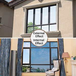 Instruban Window Film One Way Window Privacy Film Static Cling Sun Blocking Anti UV Reflective Window Tint for Home and Office - Black-Silver -17.5inches x 78.7inches