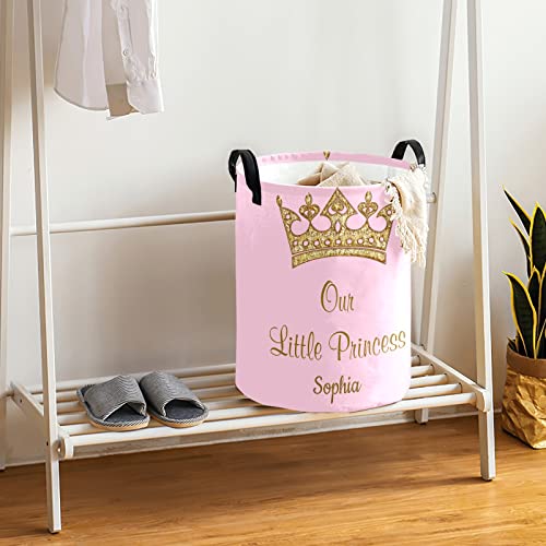 Laundry Basket Our Little Princess Laundry Bag Hamper Collapsible Oxford Cloth Home Storage Bin with Handles