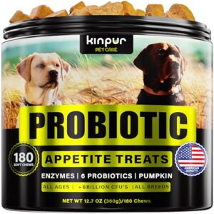 probiotics for dogs - support gut health, itchy skin, allergies, yeast balance, immunity - dog probiotics and digestive enzymes for small, medium and large dogs - 180 probiotic chews for dogs, duck