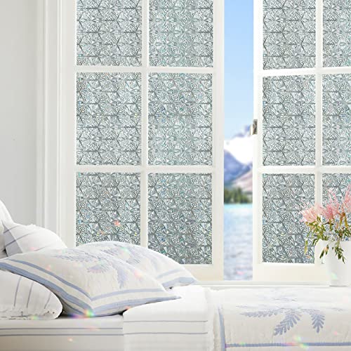 SUNBABY Window Film Privacy Decorative: 3D Window Privacy Film Stained Glass Window Film Frosted Glass Window Film Sun Blocking (17.5 * 78.7 Inch)