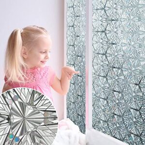 SUNBABY Window Film Privacy Decorative: 3D Window Privacy Film Stained Glass Window Film Frosted Glass Window Film Sun Blocking (17.5 * 78.7 Inch)