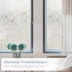 SUNBABY Window Film Privacy Decorative: 3D Window Privacy Film Stained Glass Window Film Frosted Glass Window Film Sun Blocking (17.5 * 78.7 Inch)