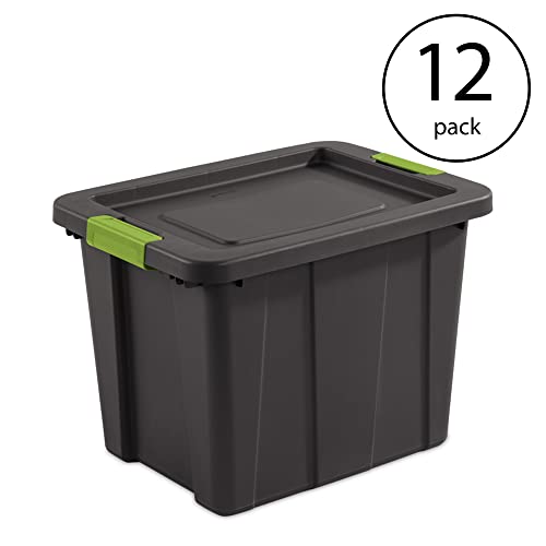 Sterilite Tuff1 Latching 18 Gallon Plastic Impact Resistant Storage Container Bin & Lid for Storing Items in Basements, Garages, & Attics (12 Pack)