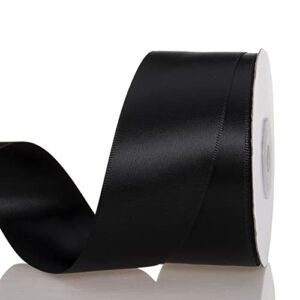 atrbb 1 1/2 inches black double faced satin ribbon, 25 yards solid color polyester craft ribbon for gift wrapping, bows, hair accessories, baby shower and wedding decor