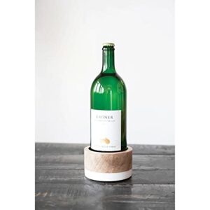 Creative Co-Op Mango Wood and Marble Bottle Holder, 5" L x 5" W x 3" H, Multicolor