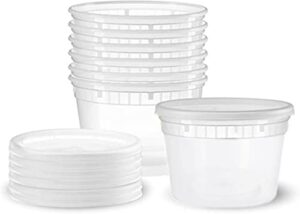 kosherific premium plastic food and deli storage containers with airtight lids 16oz (5 count) | stackable, freezer safe, leakproof